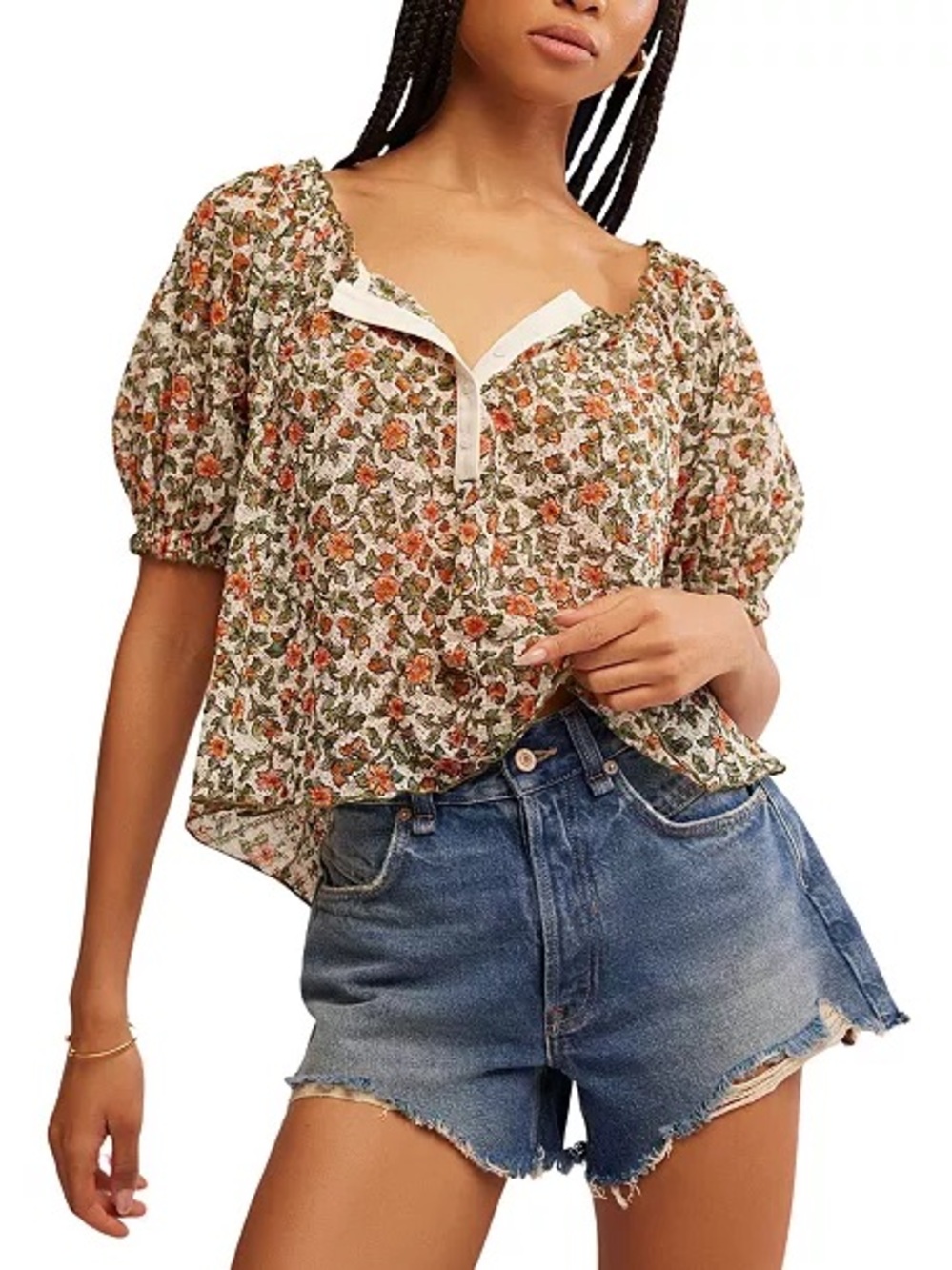 NWOT Free People Astra Peasant Top